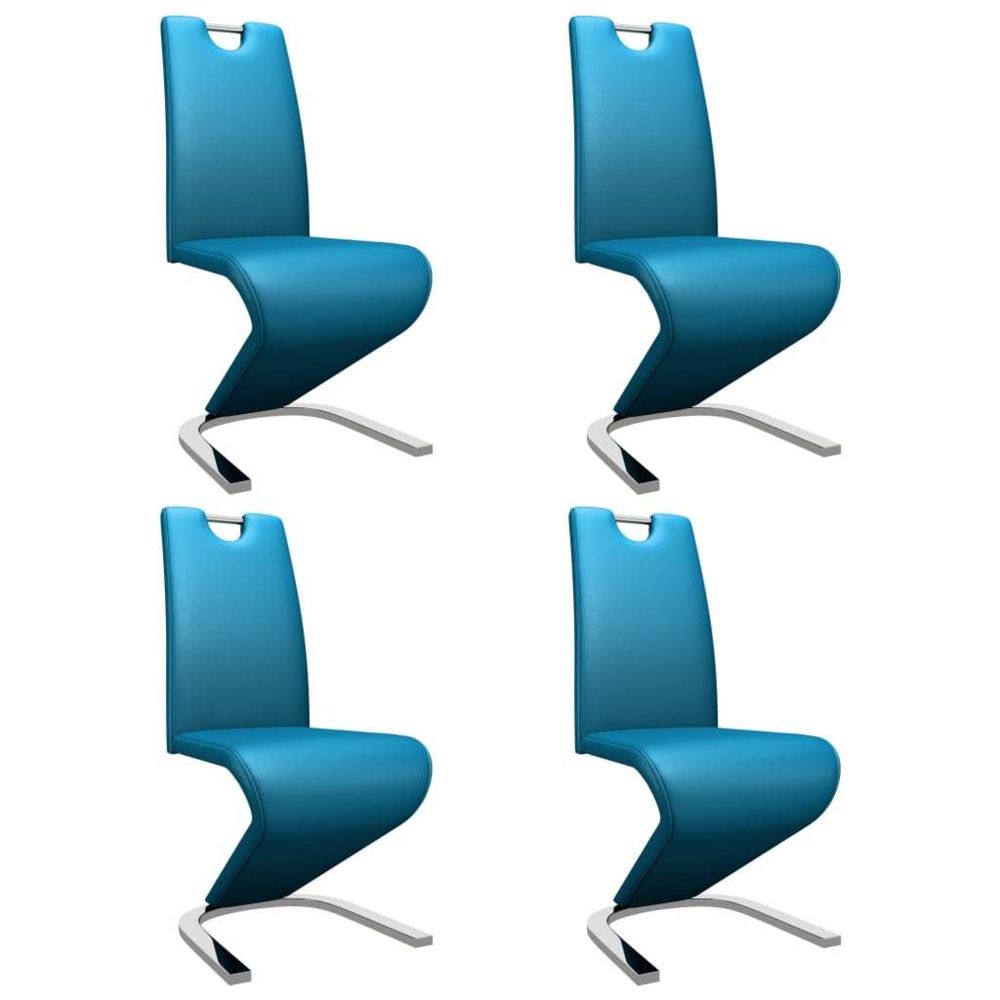 marque generique - Superbe Fauteuils et chaises ligne Sofia Chaises à dîner avec forme de zigzag 4 pcs Bleu Similicuir - Chaises