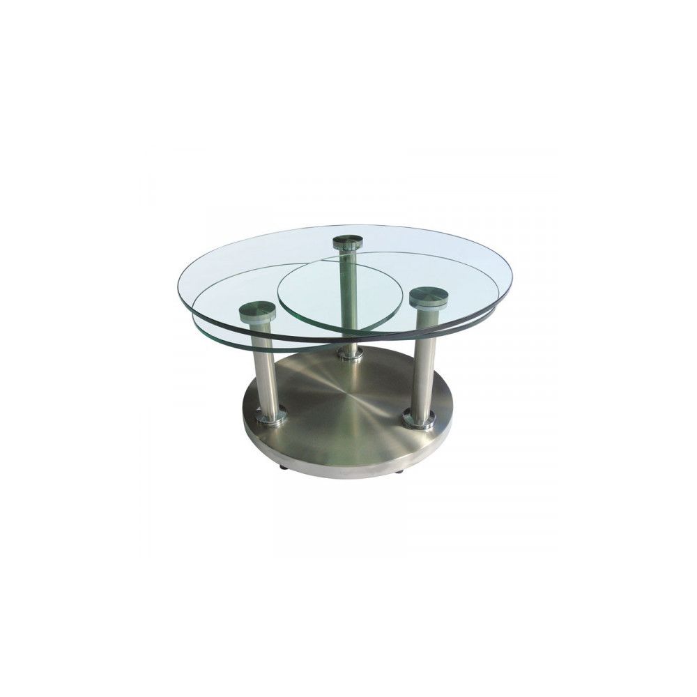 Dansmamaison - Table basse articulée verre et métal - GOTRY - L 85 x l 85 x H 42 cm - Tables basses