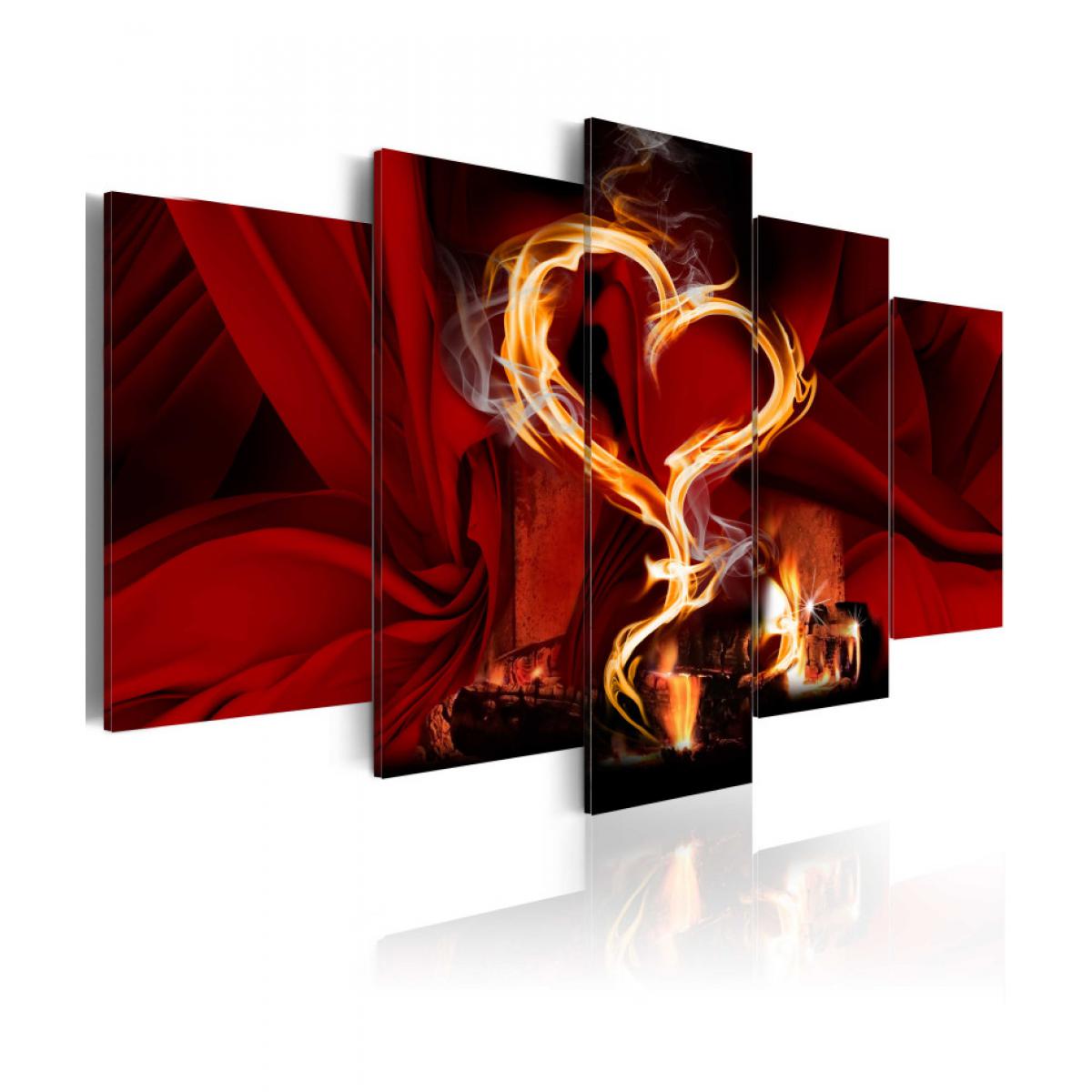 Artgeist - Tableau - Flames of love: heart 200x100 - Tableaux, peintures