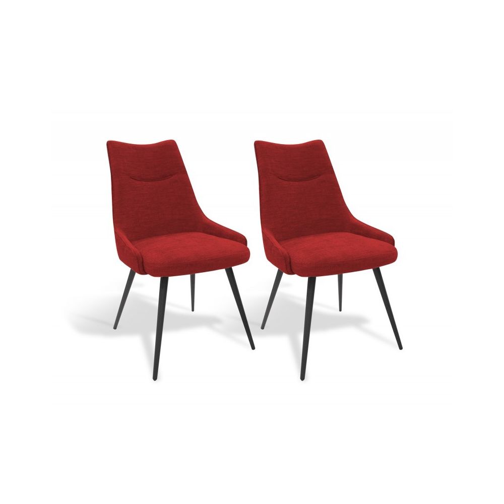 Meubletmoi - Lot de 2 chaises tissu rouge - OLBIA - Chaises
