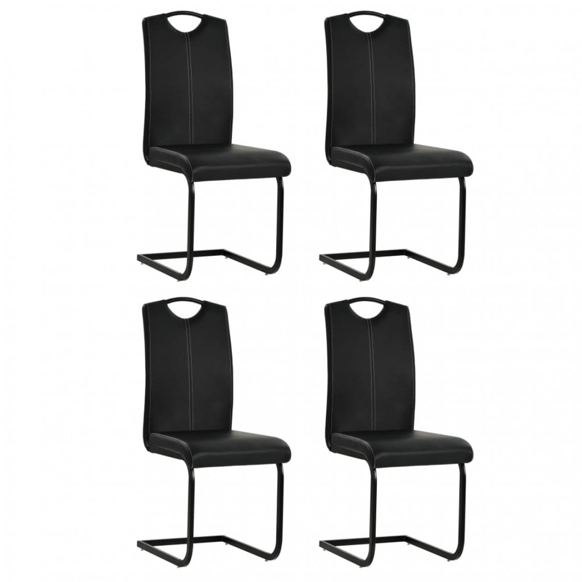 Chunhelife - Chaises de salle à manger cantilever 4 pcs Noir Similicuir - Chaises