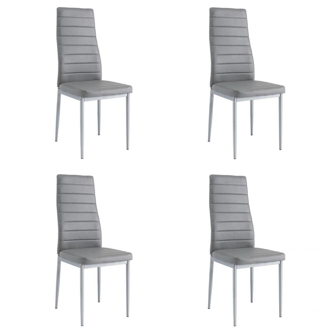 Hucoco - WERI - Lot de 4 chaises minimalistes - 96x40x38 cm - Revêtement similicuir - Chaise salon - Gris - Chaises