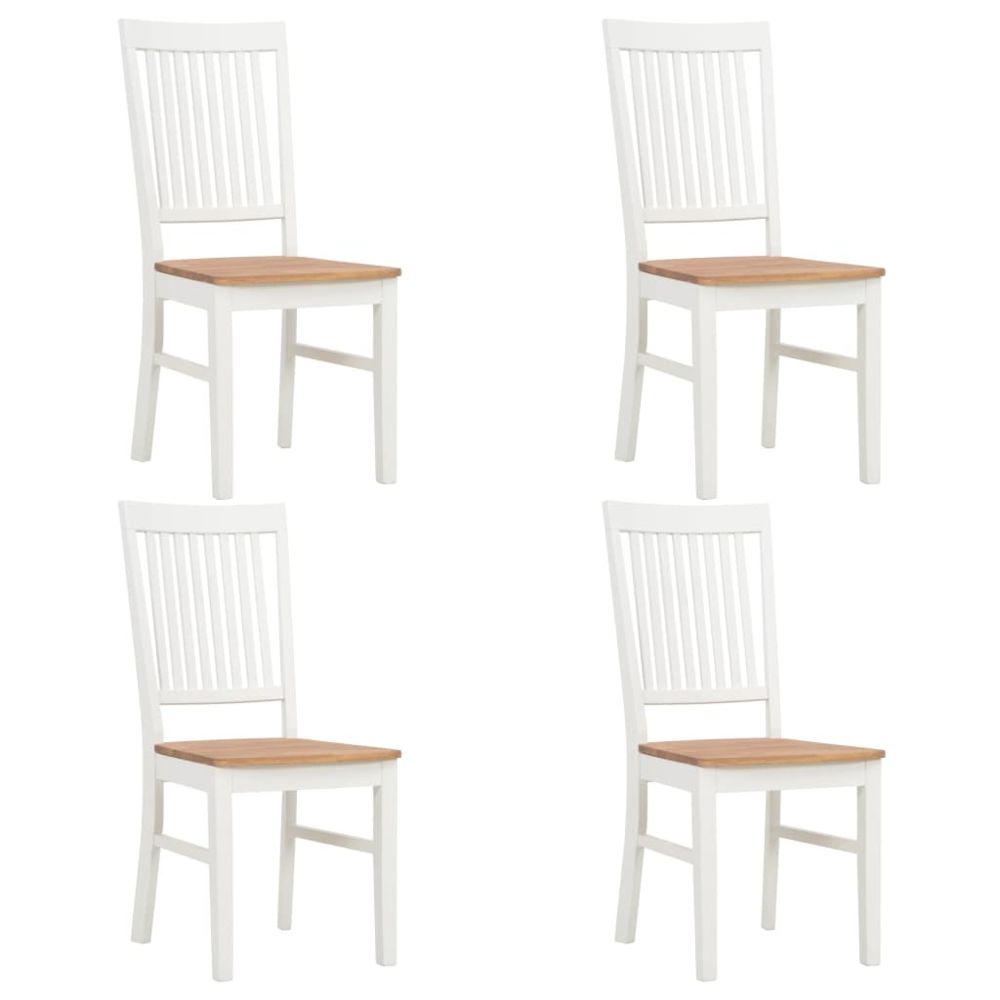 Vidaxl - vidaXL Chaises de salle à manger 4 pcs Blanc Bois de chêne solide - Chaises