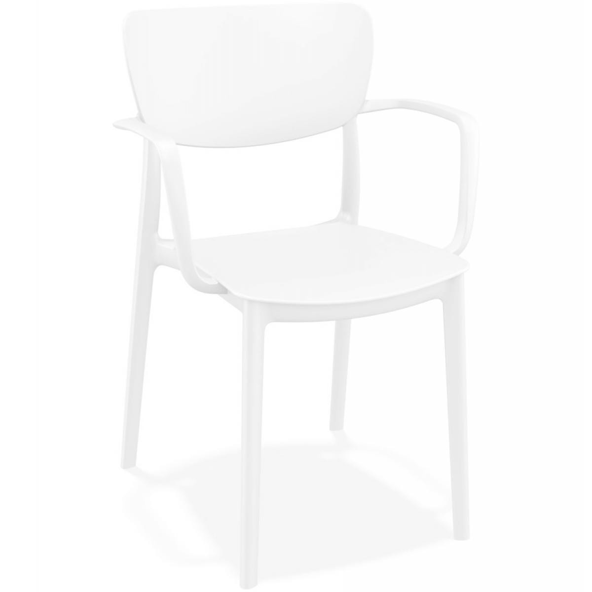 Alterego - Chaise avec accoudoirs 'GRANPA' en matière plastique blanche - Chaises