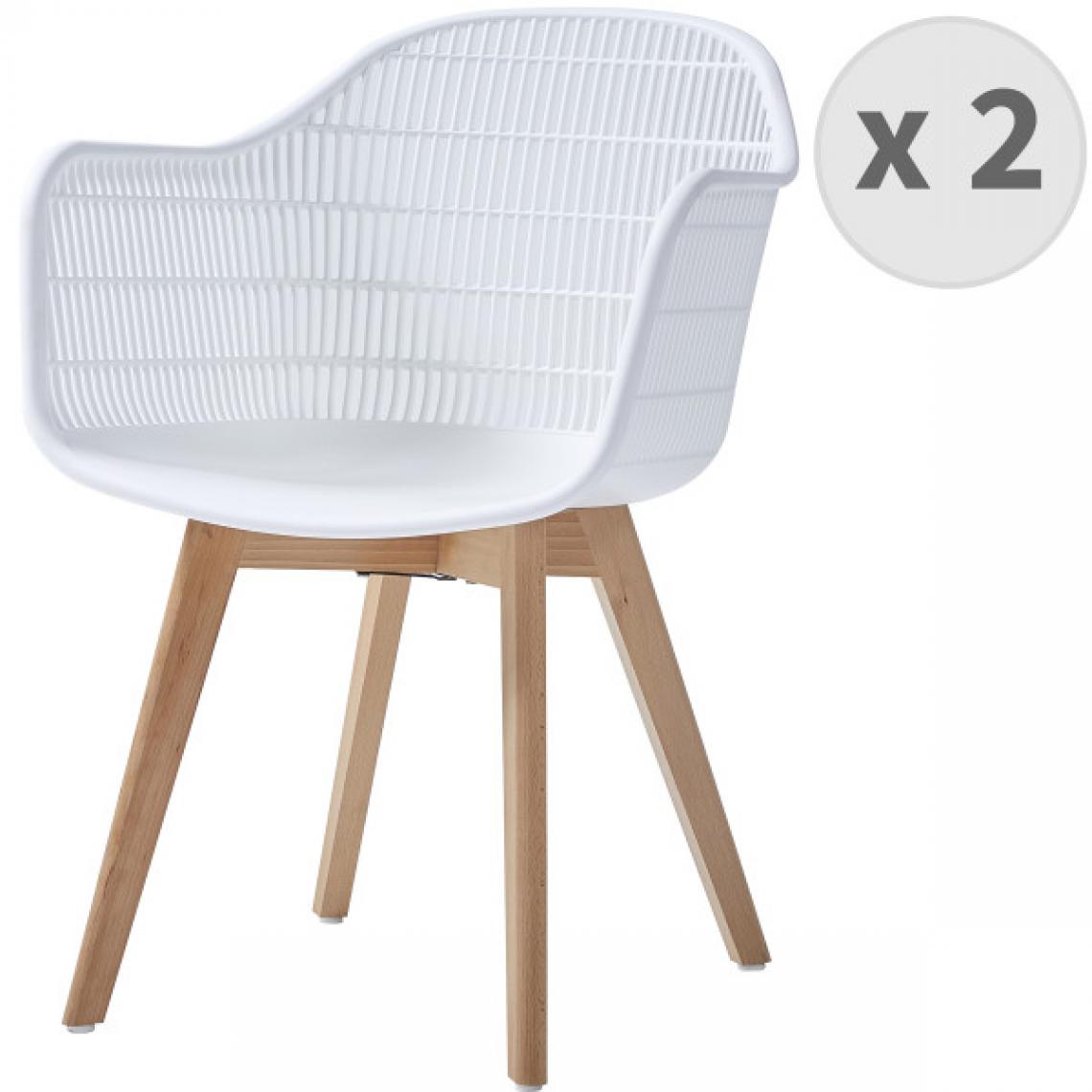 Moloo - MERIDA-Chaise scandinave blanc pieds hêtre (x2) - Chaises