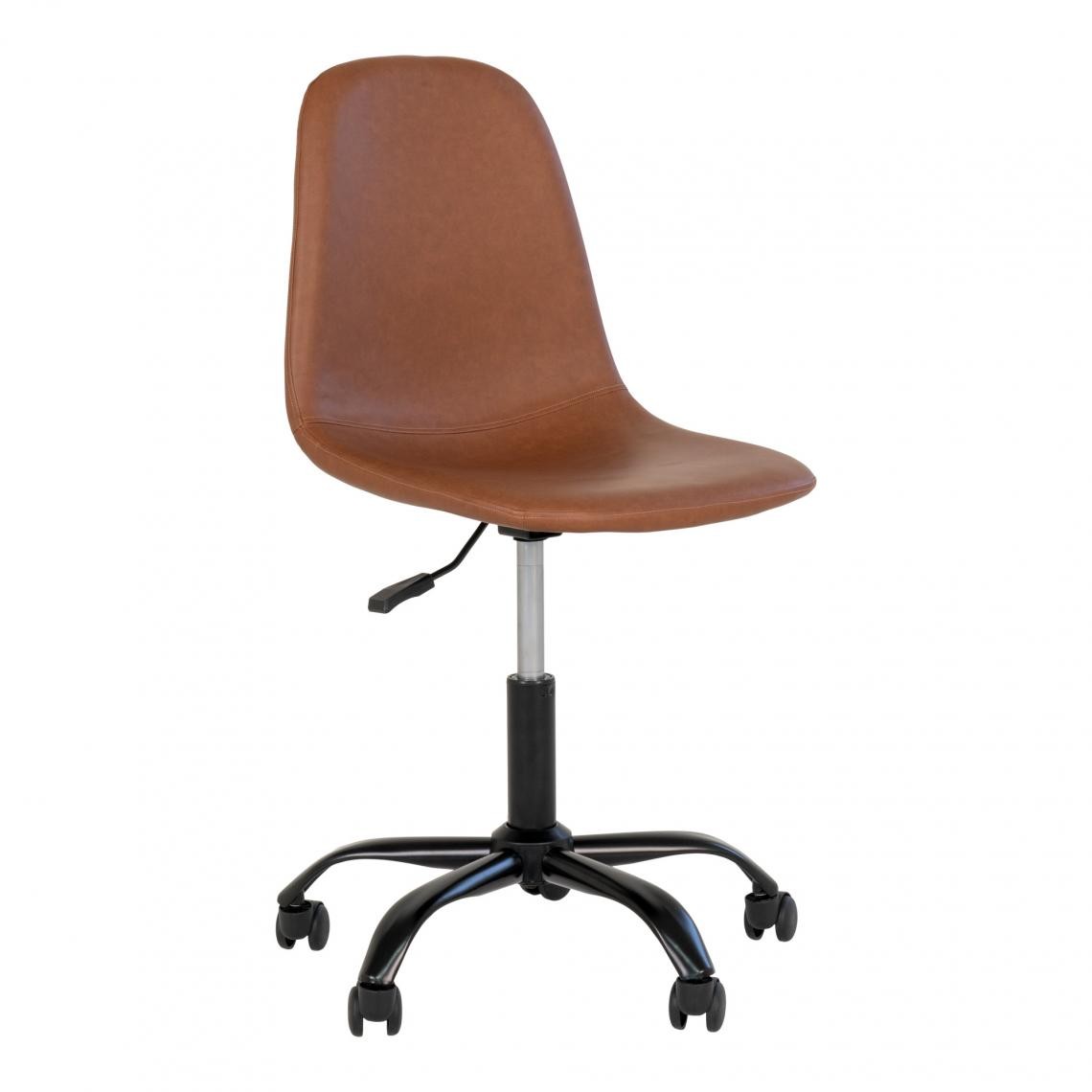 Pegane - Chaise de bureau en PU coloris marron clair - longueur 48 x profondeur 44 x hauteur 86-94 cm - Chaises