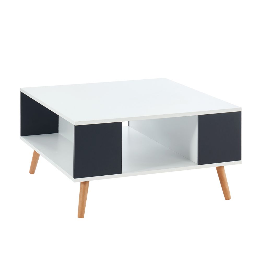 Pegane - Table basse coloris blanc et gris en panneau de particule - Dim : 75 x 75 x 39 cm -PEGANE- - Tables basses