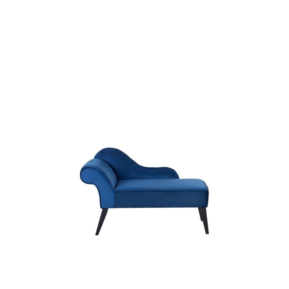 Beliani - Beliani Mini chaise longue en velours bleu côté gauche BIARRITZ - bleu - Chaises