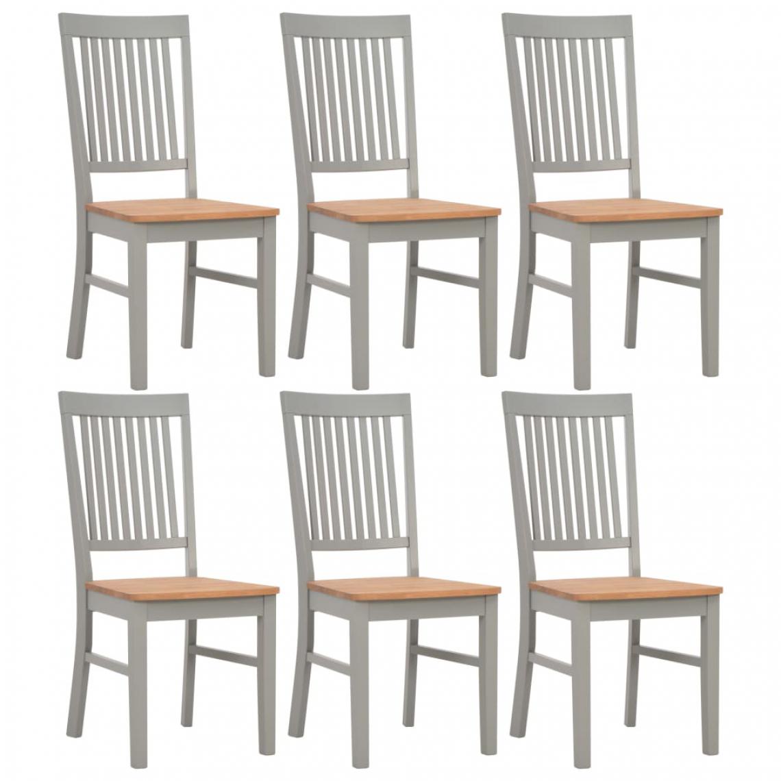 Icaverne - Joli Fauteuils et chaises categorie Abuja Chaises de salle à manger 6 pcs Gris Bois de chêne solide - Chaises