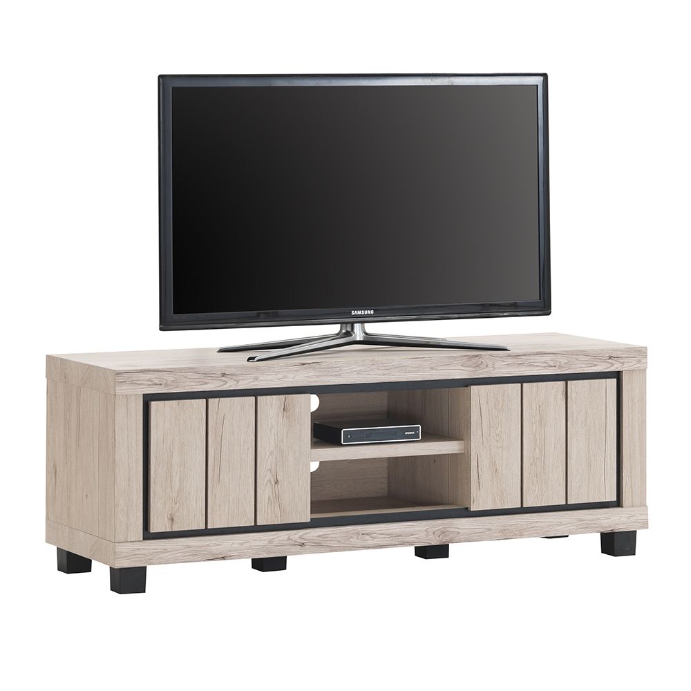 Nouvomeuble - Meuble TV 145 cm couleur bois naturel EURYDICE - Meubles TV, Hi-Fi