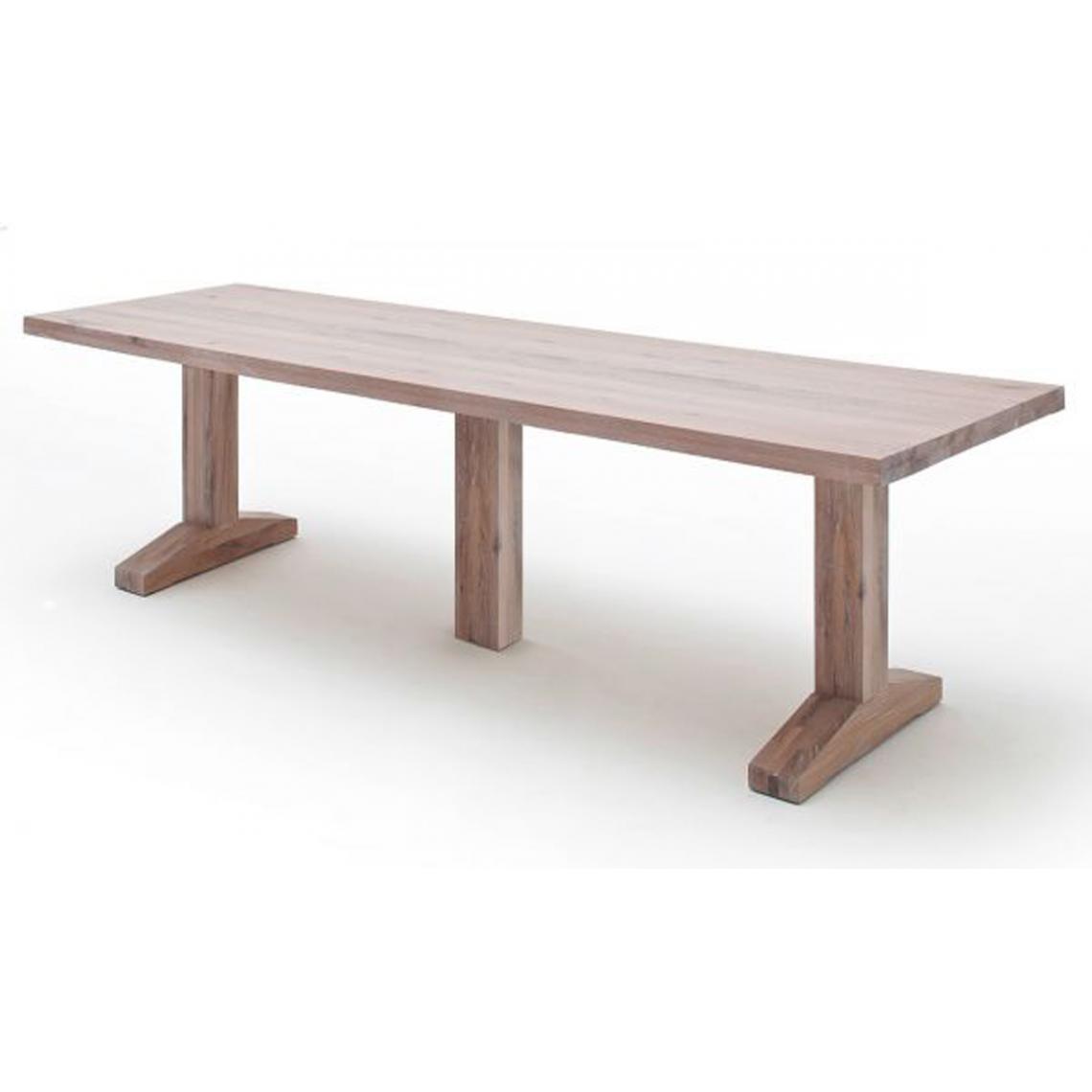 Pegane - Table à manger en chêne chaulé laqué mat, massif - L.400 x H.76 x P.120 cm -PEGANE- - Tables à manger