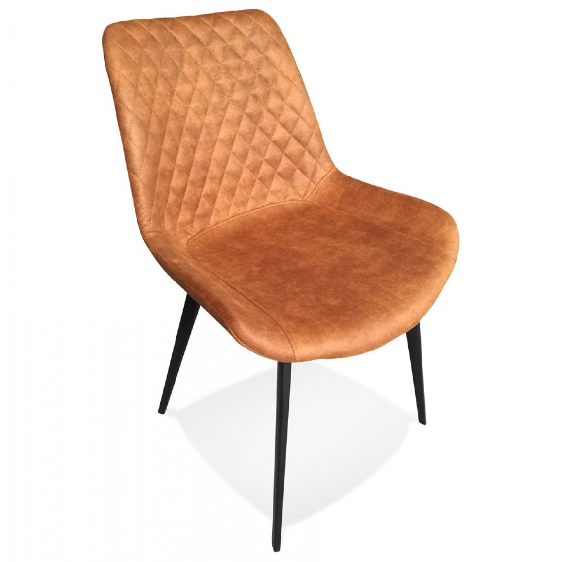 Alterego - Chaise design 'TAICHI' en microfibre brune et pieds en métal noir - Chaises