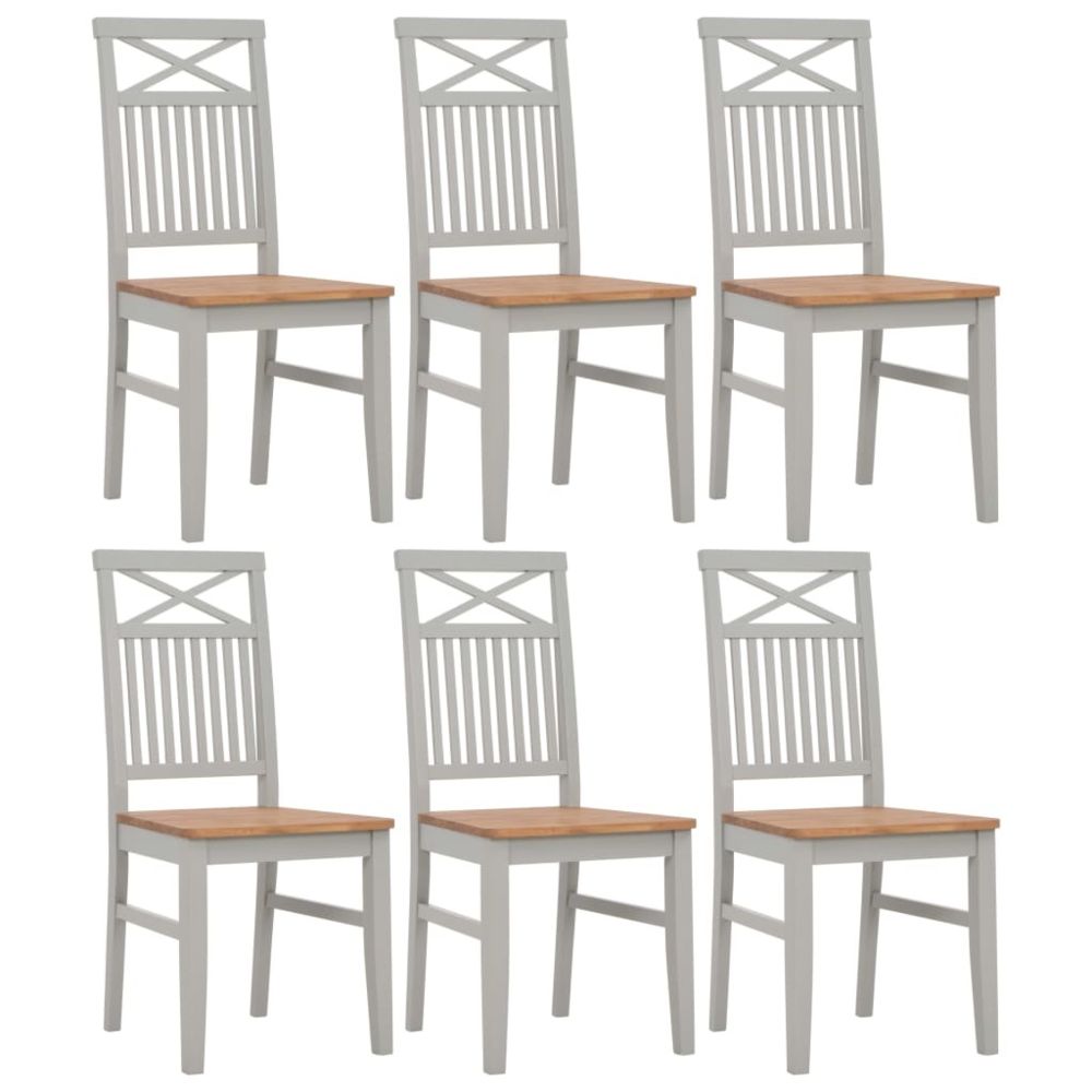Vidaxl - vidaXL Chaises de salle à manger 6 pcs Gris Bois de chêne solide - Chaises