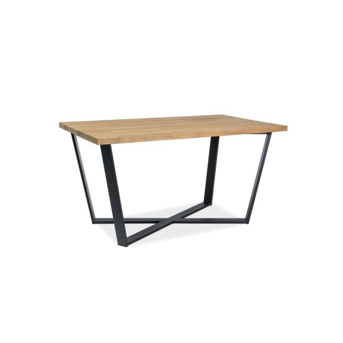 Hucoco - MARCENNO - Table design de style loft - 150x90x78 cm - Plateau en bois massif - Piètement en métal - Table fixe - Chêne - Tables à manger