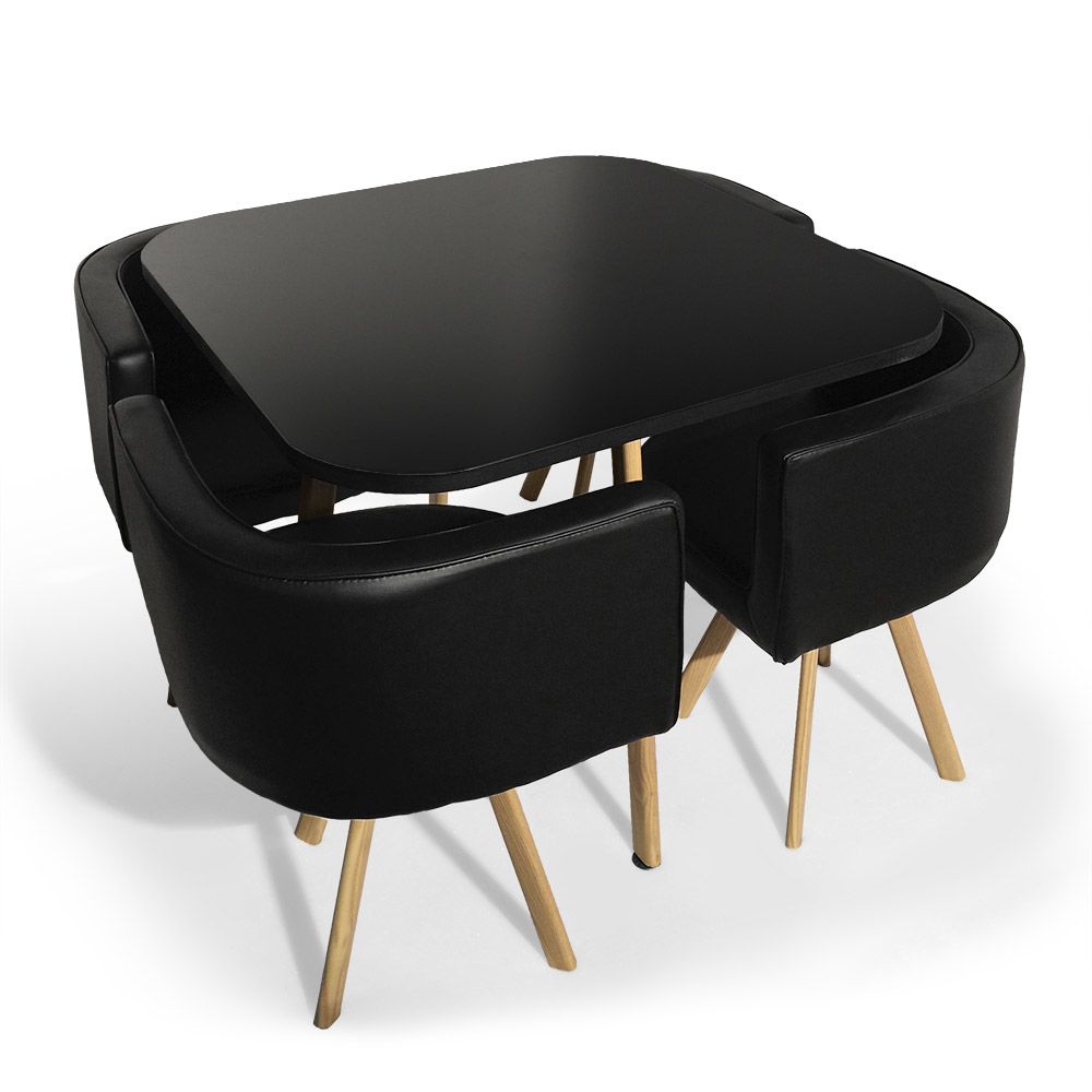 MENZZO - Table et chaises scandinaves Oslo Noir - Tables à manger