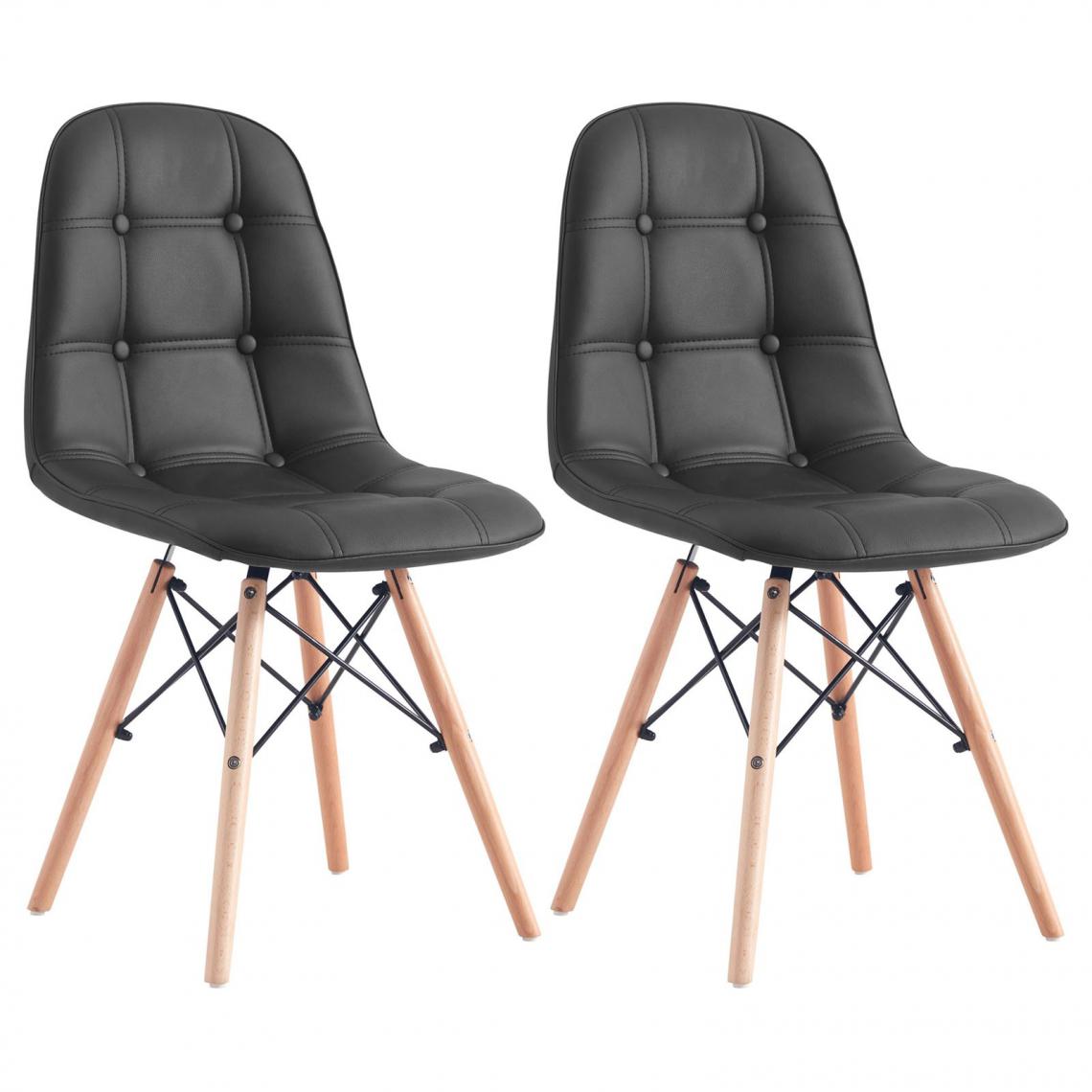 Idimex - Lot de 2 chaises CESAR, en synthétique noir - Chaises