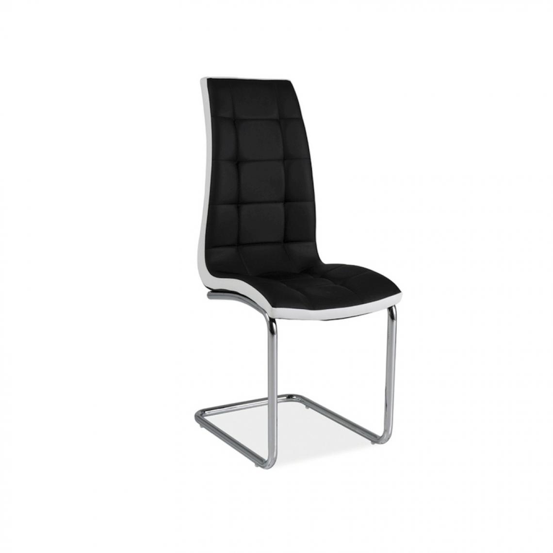 Ac-Deco - Chaise en cuir PU - H103 - 43 x 42 x 102 cm - Noir et blanc - Chaises