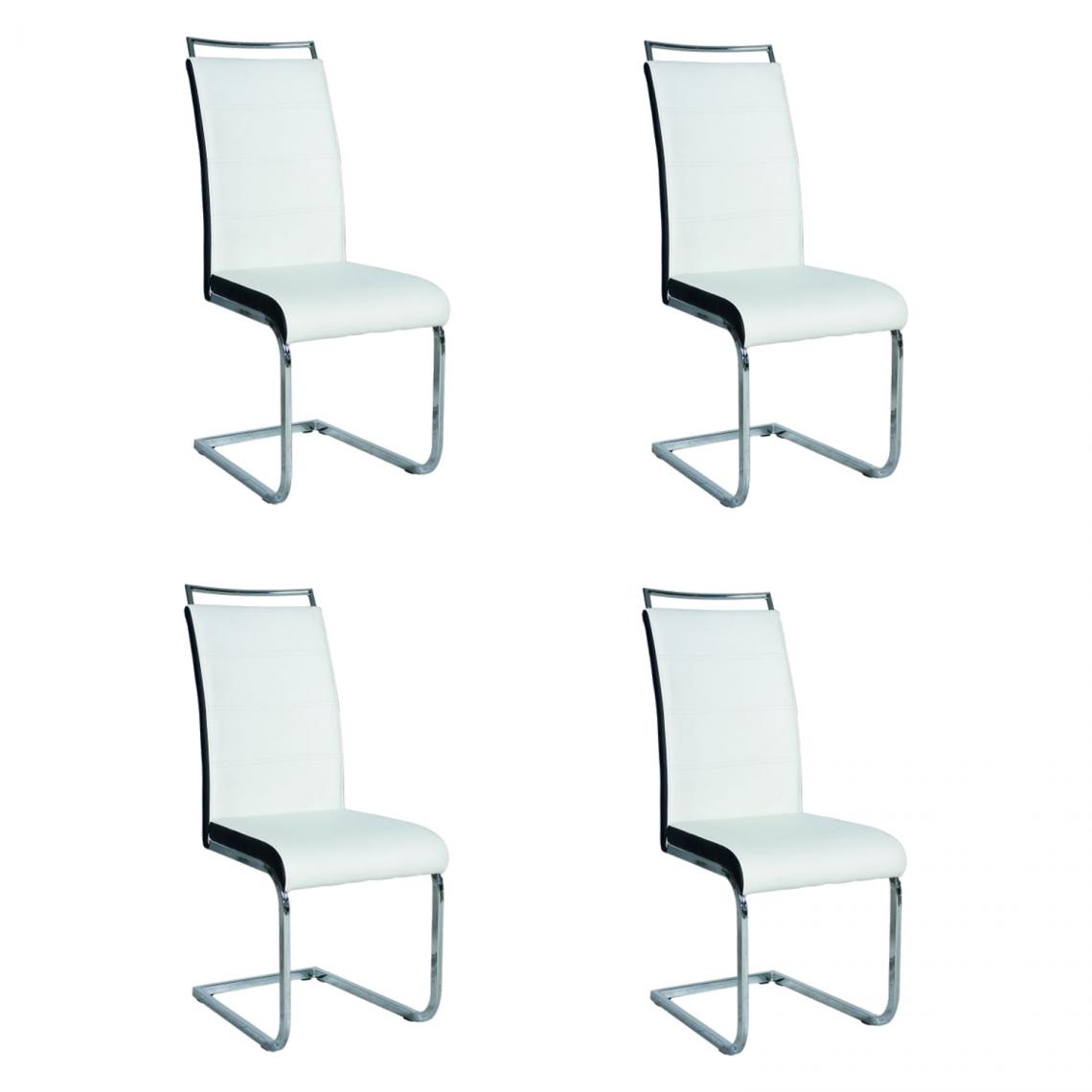 Hucoco - SHYRA - Lot de 4 chaises style moderne - 102x41x42 cm - Similicuir - Chaise salle à manger - Blanc - Chaises
