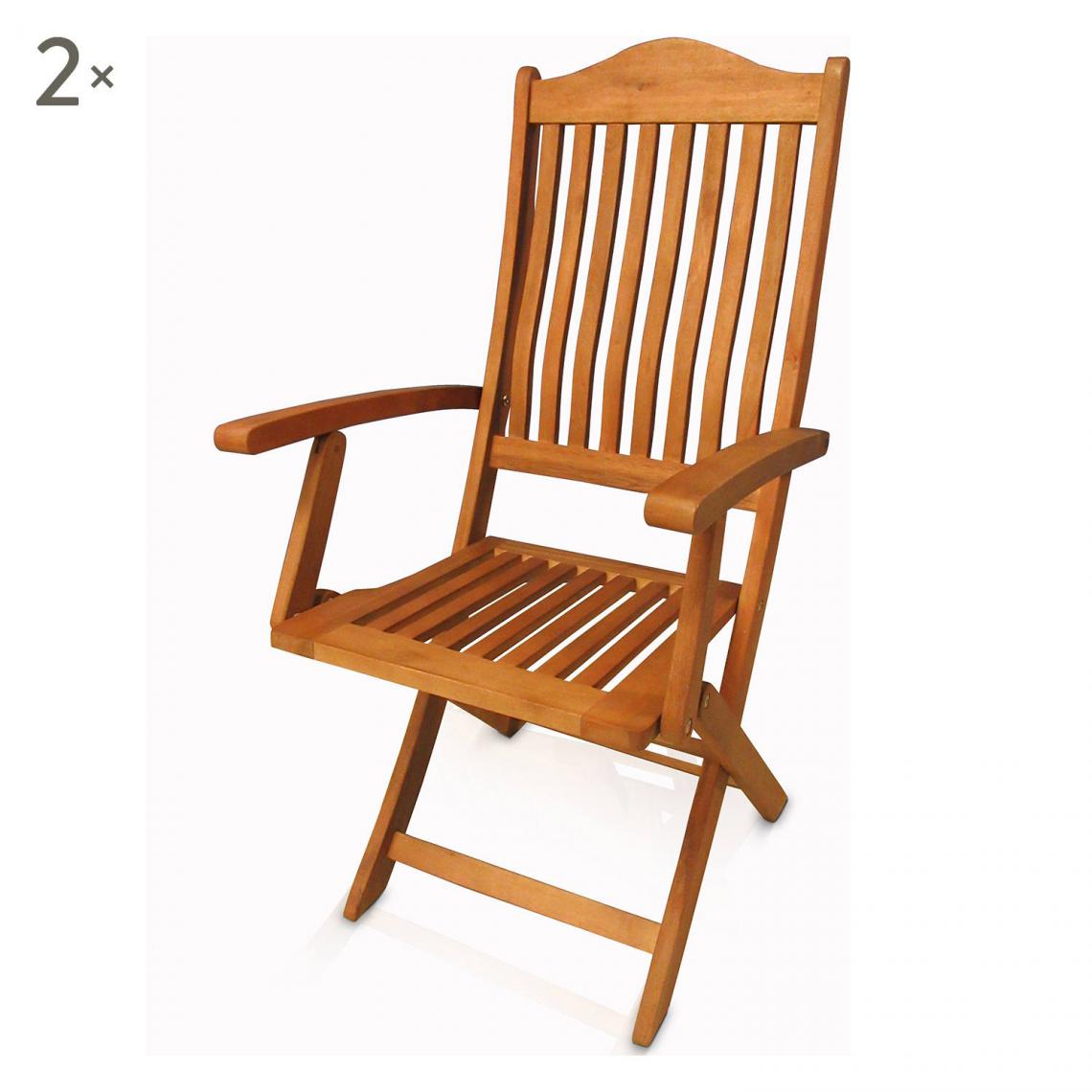 Alter - Lot de 2 chaises d'extérieur, style classique, Lot de 2 chaises d'extérieur en bois d'eucalyptus, cm 54x51.3h103, couleur Marron - Chaises