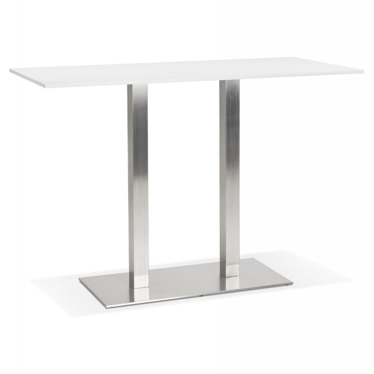 Alterego - Mange-debout design 'DENVER BAR' blanc avec pied en métal brossé - 160x80 cm - Tables à manger