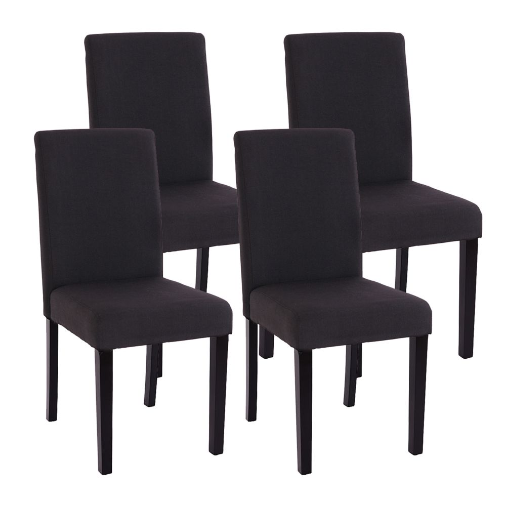 Mendler - Lot de 4 chaises de séjour Littau, tissu noir gris, pieds foncés - Chaises