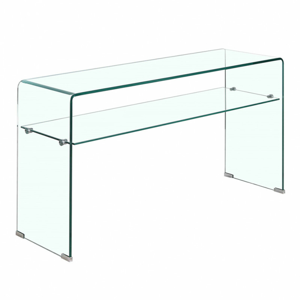 Meubletmoi - Console rectangulaire L125 cm en verre trempé et étagère vitrée - ICE - Consoles