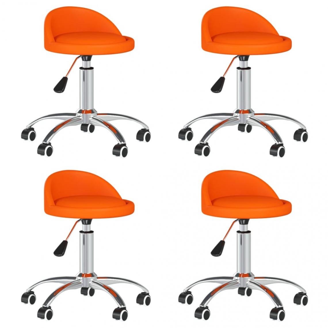Vidaxl - vidaXL Chaises pivotantes de salle à manger 4 pcs Orange Similicuir - Chaises