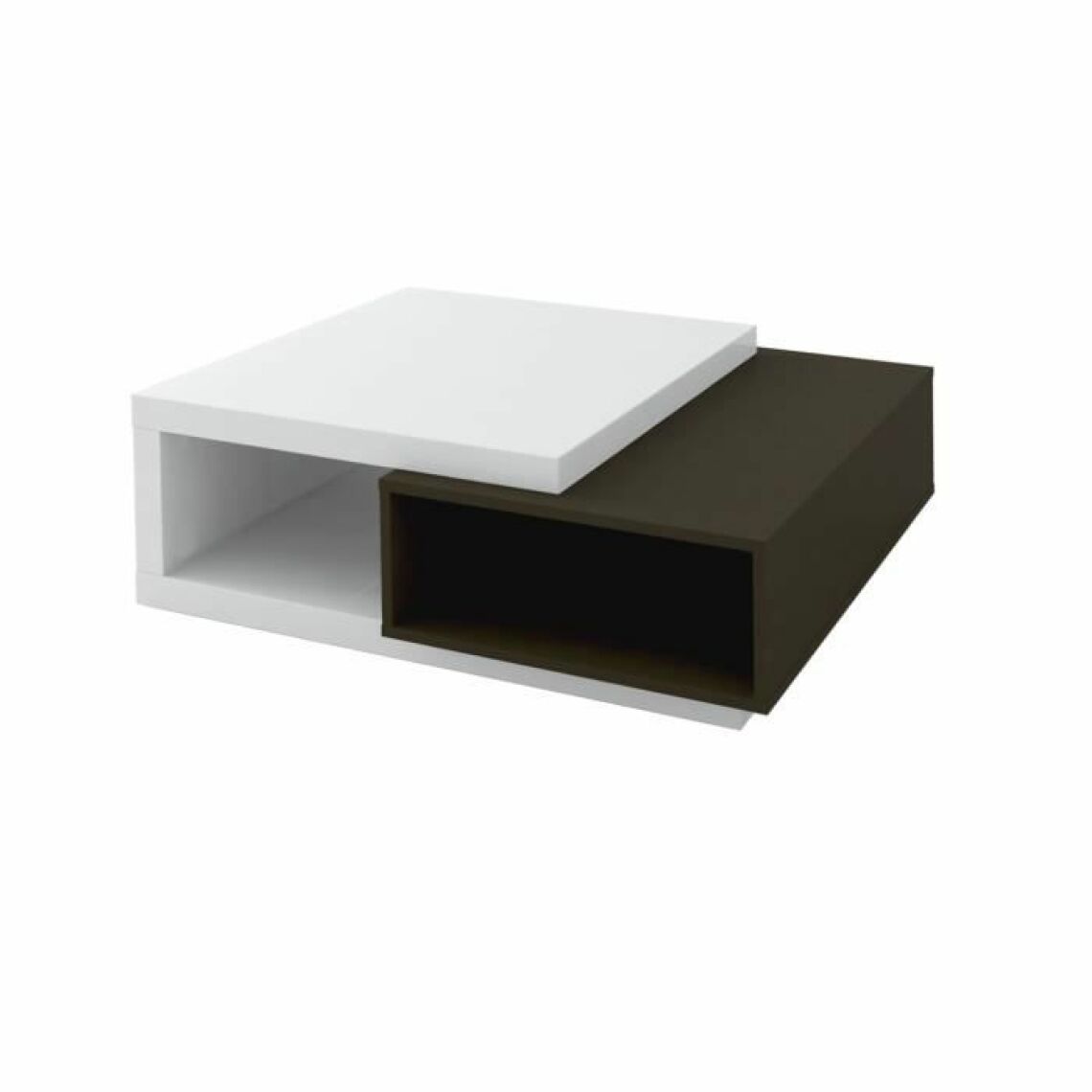 SCIAE - Table basse - Panneaux de particules - Noir et blanc - Style contemporain - 2 rangements - L 100 x P 95 x H 38 cm - KARAT - Tables basses