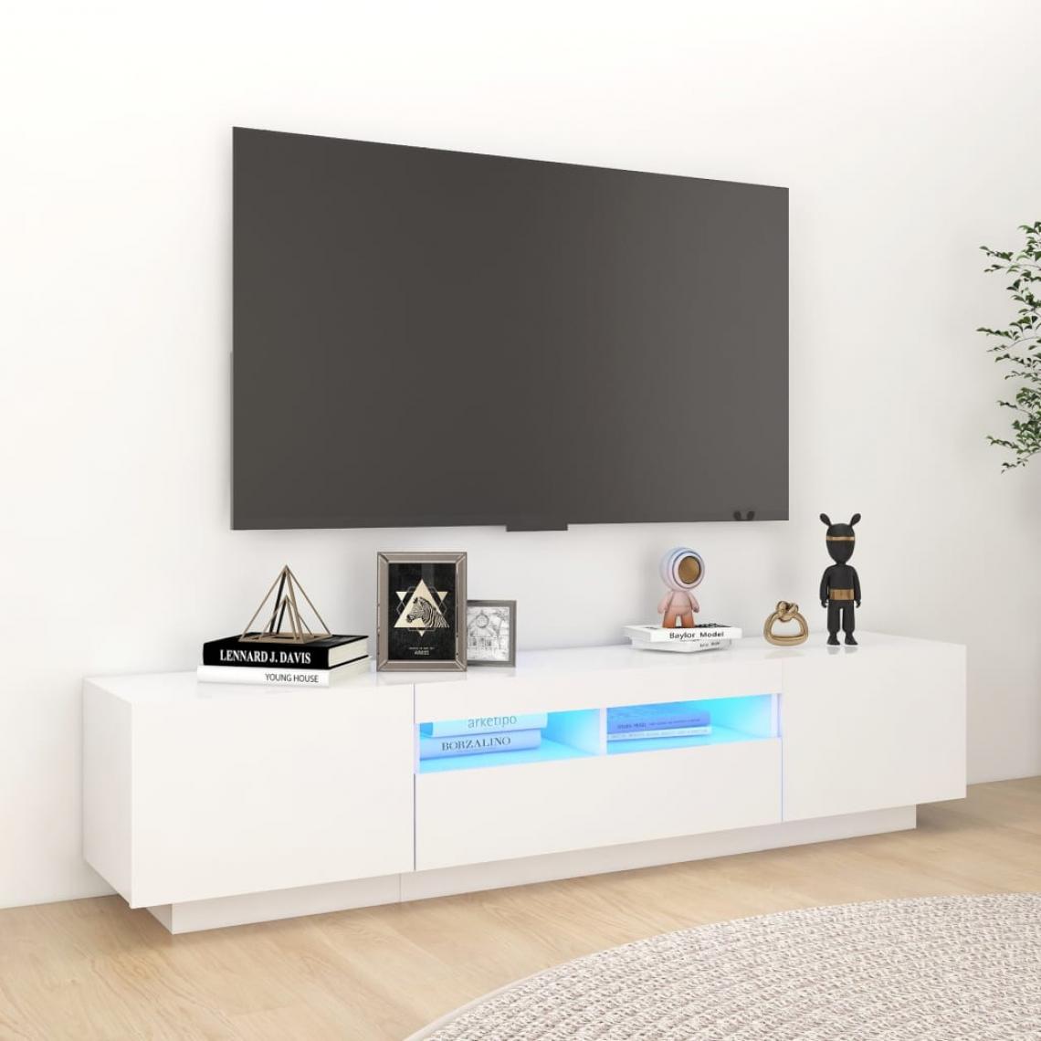 Vidaxl - vidaXL Meuble TV avec lumières LED Blanc 180x35x40 cm - Meubles TV, Hi-Fi