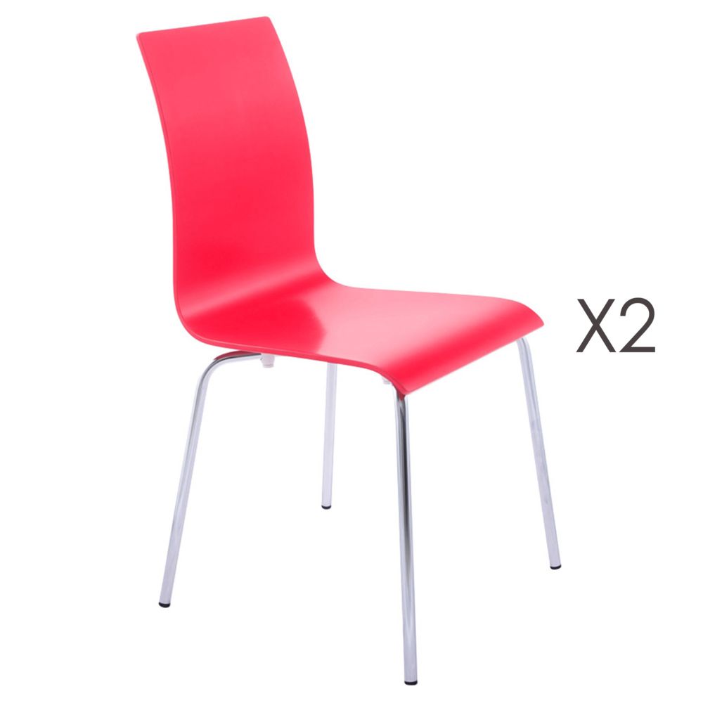 marque generique - Lot de 2 chaises design 41x48x88cm CLASSICO - rouge - Chaises