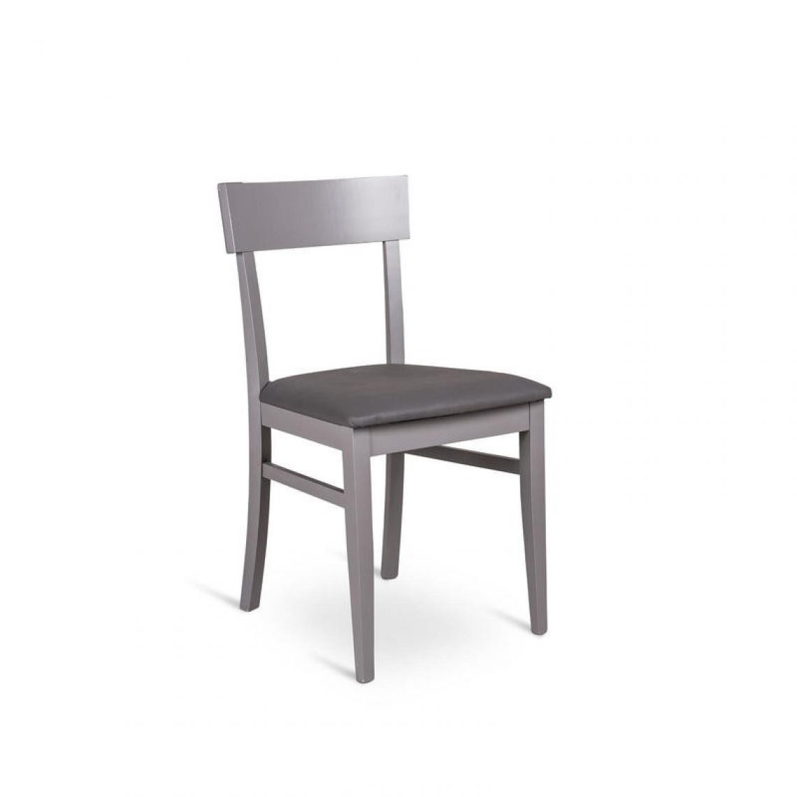 Webmarketpoint - Chaise en bois laqué gris foncé avec assise en simili cuir 44x45xh. 82cm - Chaises
