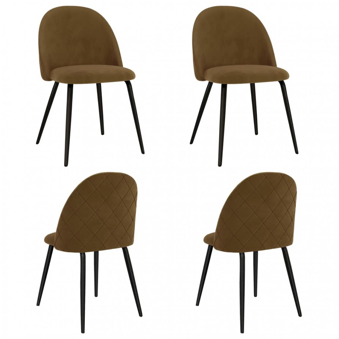 Icaverne - Splendide Fauteuils et chaises gamme Kingstown Chaises de salle à manger 4 pcs Marron Tissu - Chaises