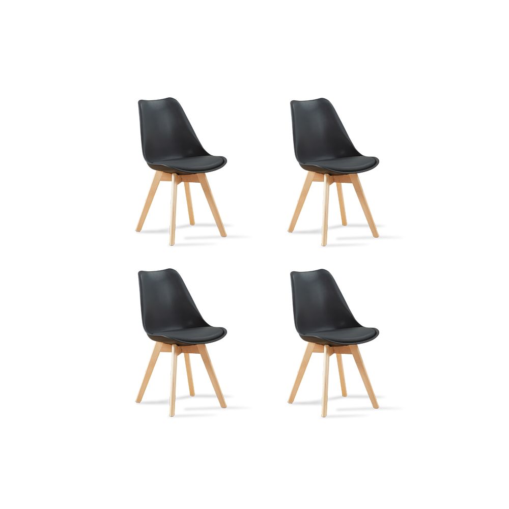 Designetsamaison - Lot de 4 chaises scandinaves noires - Bjorn - Chaises