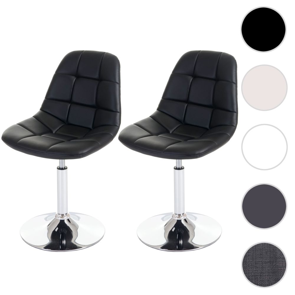 Mendler - 2x chaise de salle à manger Cascina, fauteuil pitovante, chrome ~ similicuir noir - Chaises