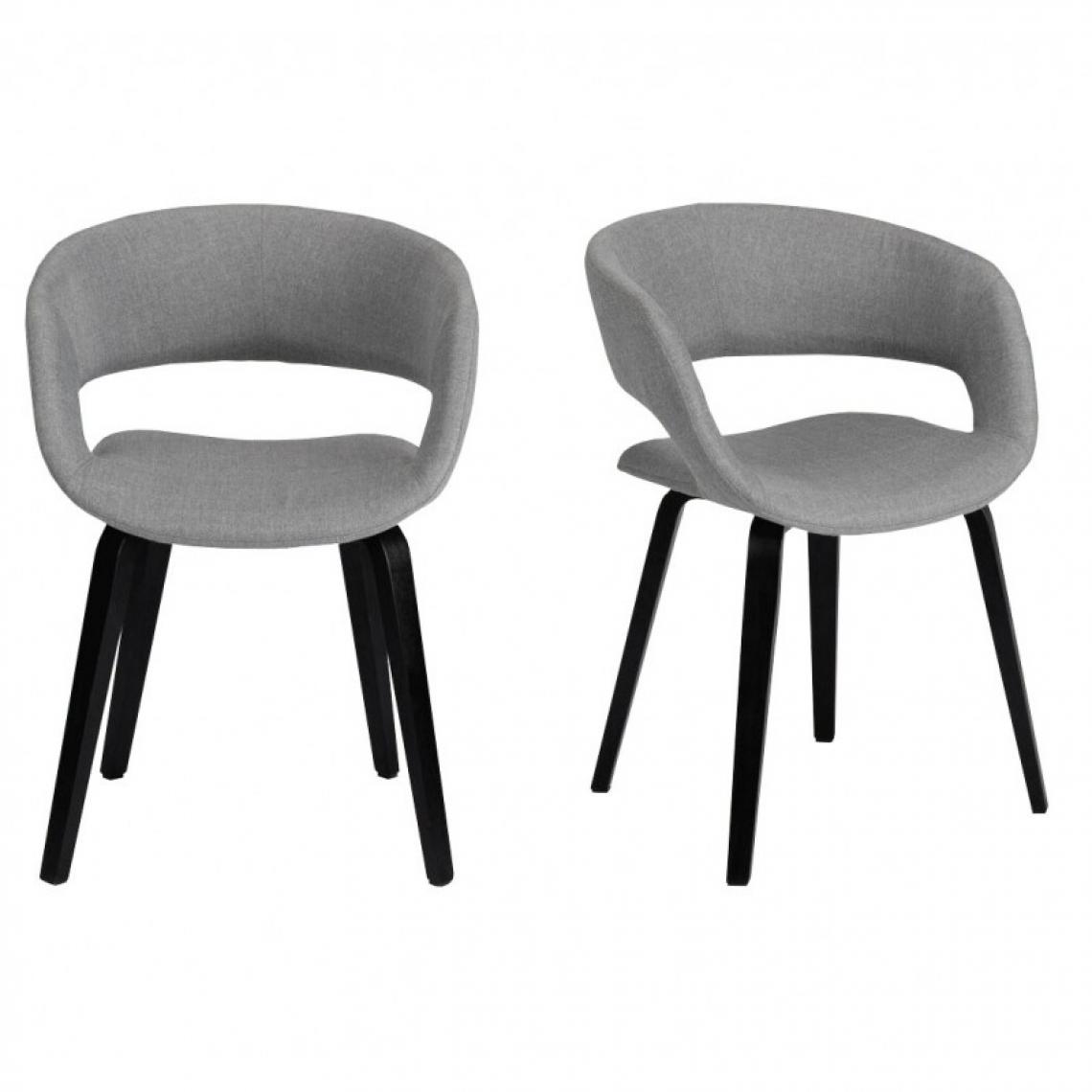 Meubletmoi - Lot de 2 chaise en tissus gris - VESSEL 9679 - Chaises