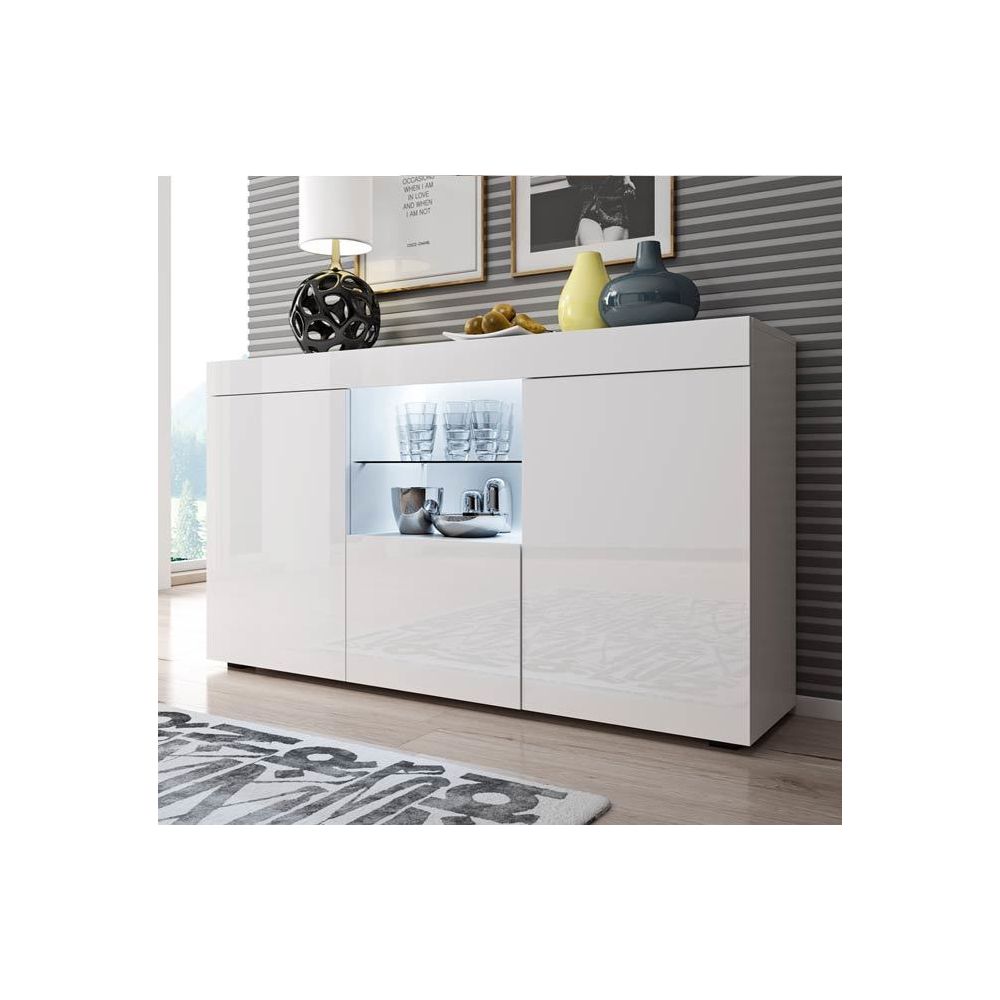 Design Ameublement - Buffet Bahut modèle Sefora couleur blanc 135x70cm. - Buffets, chiffonniers