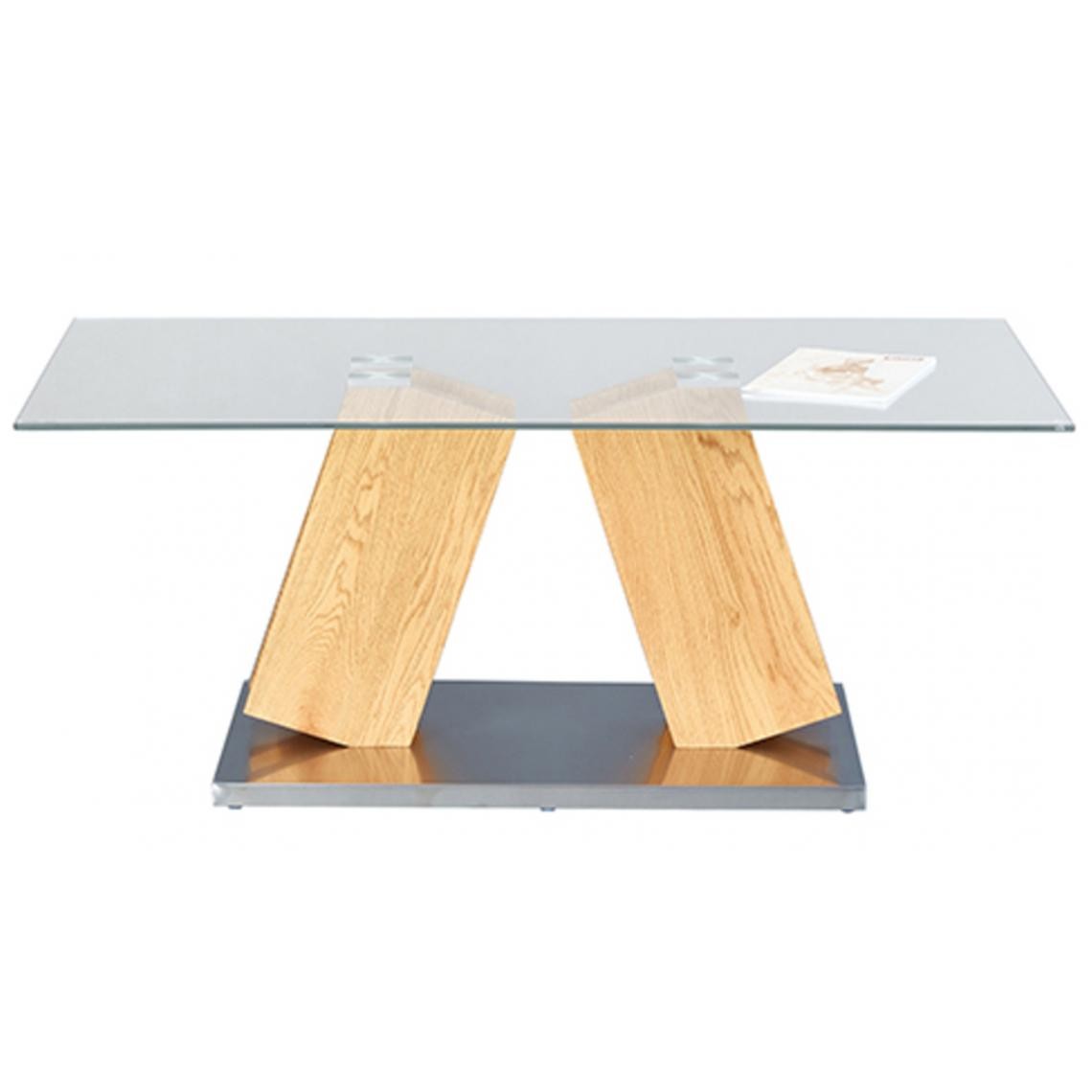 Pegane - Table basse rectangulaire chêne sauvage - Dim : L110 x H45 x P60 cm - Tables basses