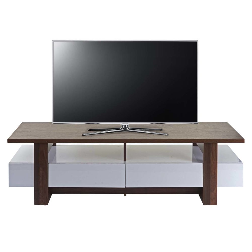 Mendler - Rack TV HWC-B51, table de télévision, armoire, lowboard, structure 3D, aspect noix, poli fin 46x150x45cm - Meubles TV, Hi-Fi