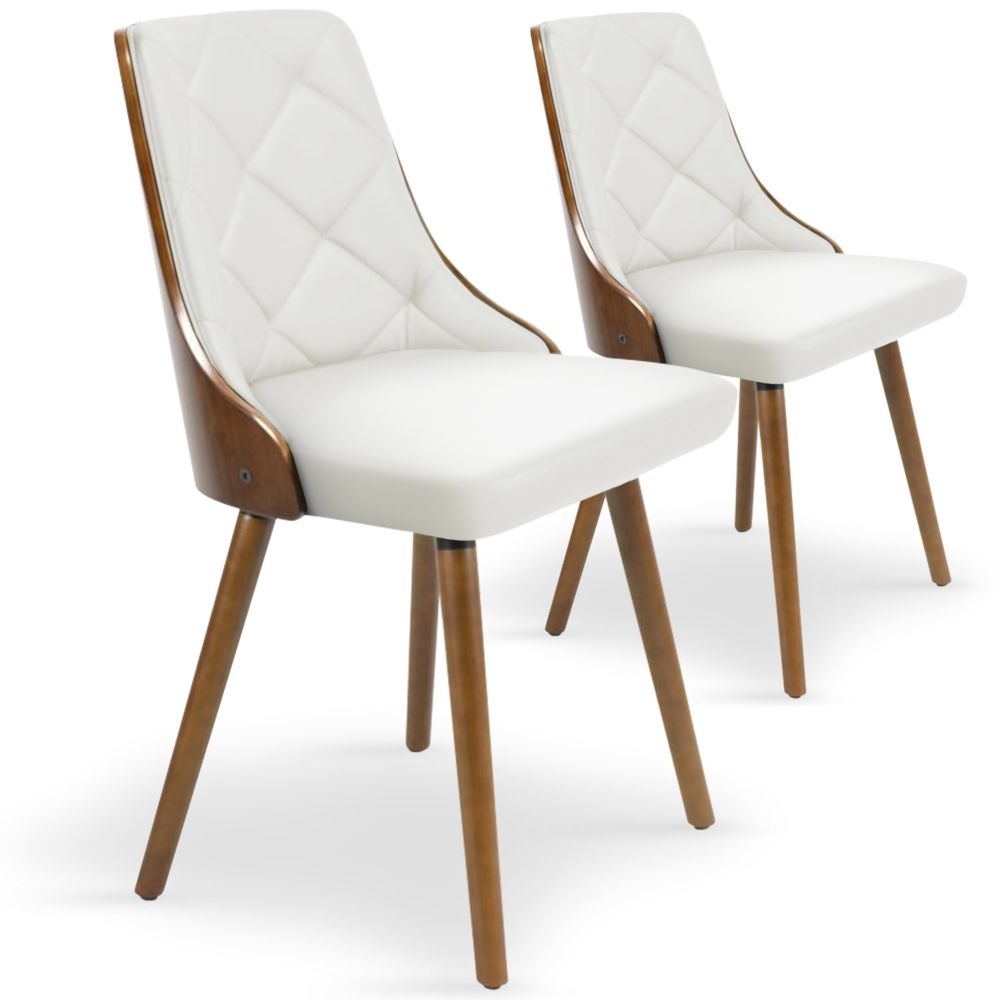 MENZZO - Lot de 2 chaises scandinaves Lalix Bois Noisette & Blanc - Chaises