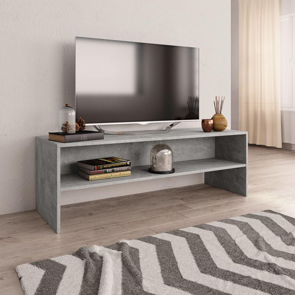 Chunhelife - Meuble TV Gris cement 120 x 40 x 40 cm Aggloméré - Meubles TV, Hi-Fi