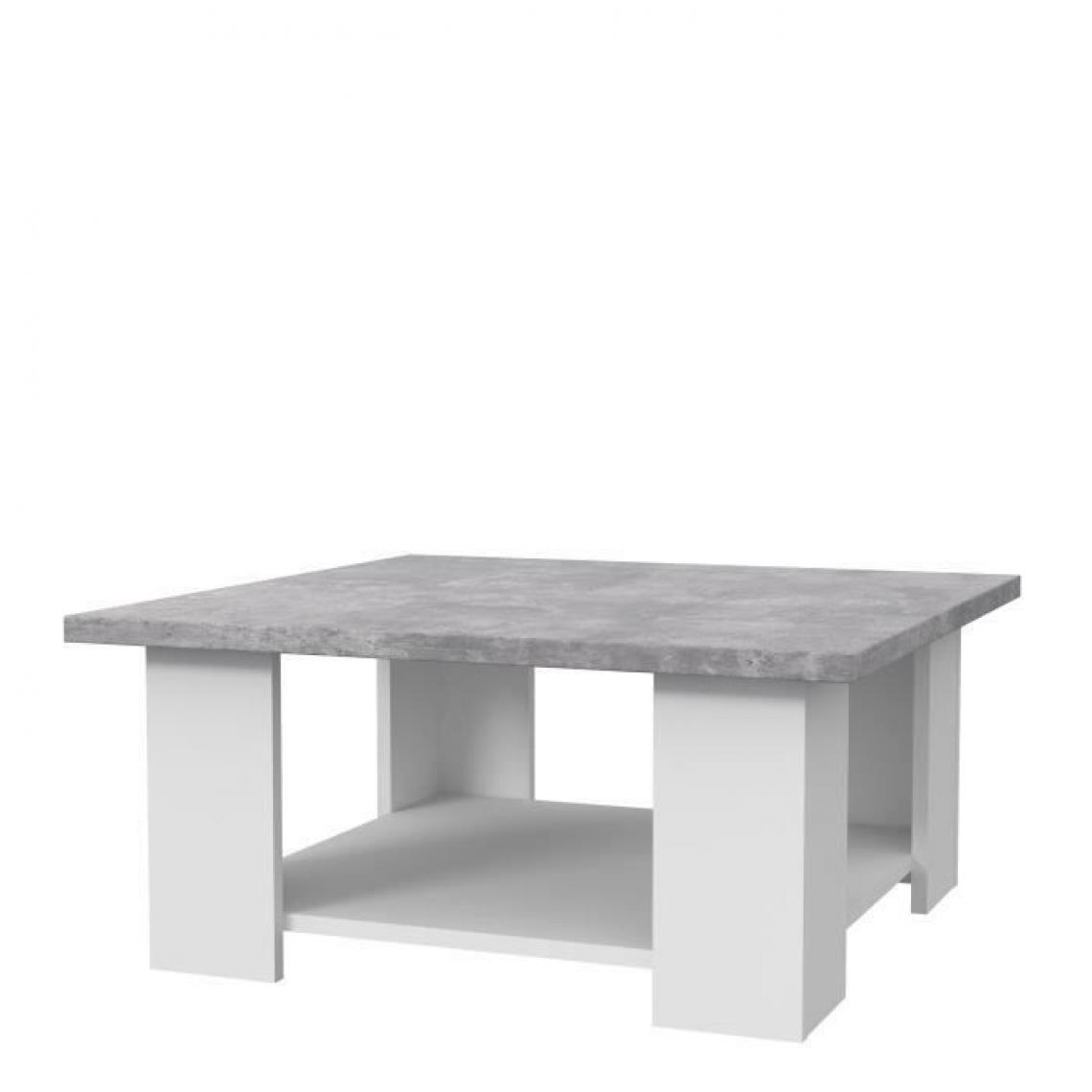 Sans Marque - PILVI Table basse - Blanc et beton gris clair - L 90 x P 90 x H 31 cm - Tables basses