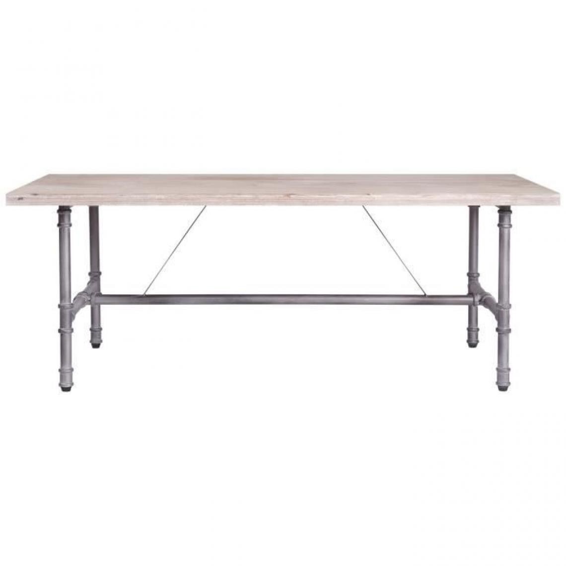 Cstore - Table basse rectangulaire - Bois et tube industriel patiné - 120 x 80 x 45 cm - TULO - Tables basses