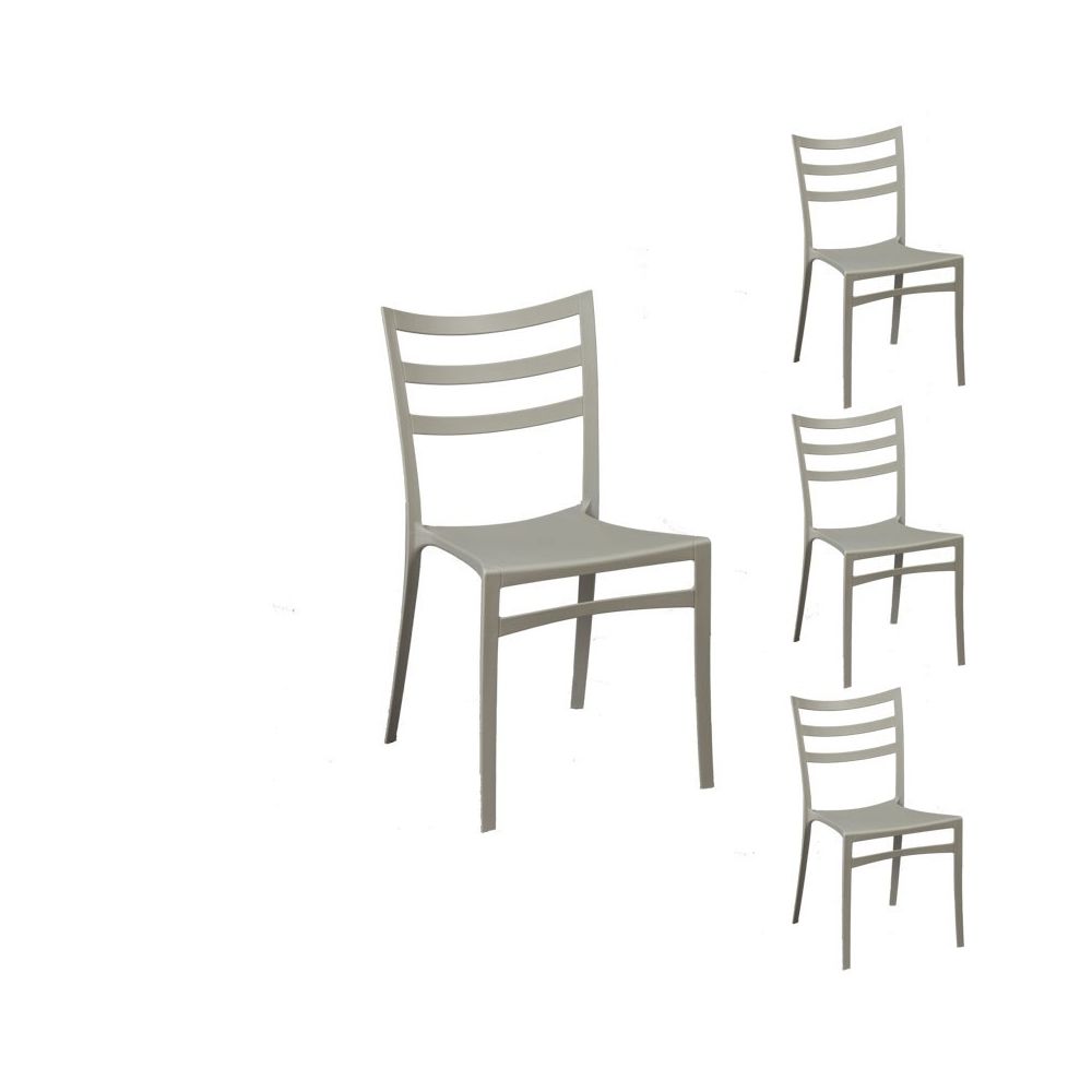 Tousmesmeubles - Quatuor de chaises Gris clair - MYA - Chaises
