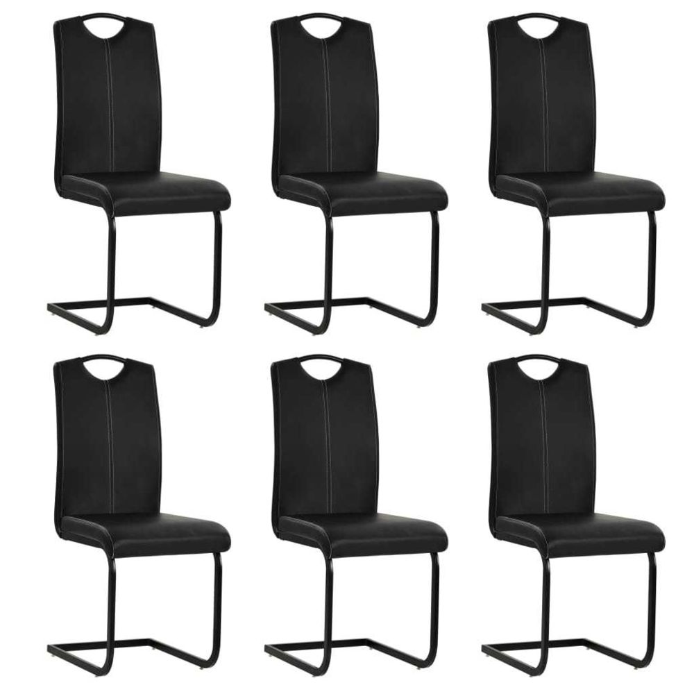 Vidaxl - Chaise de salle à manger 6 pcs Cuir artificiel 43x55x100cm Noir - Meubles/Fauteuils/Chaises de cuisine et de salle à manger | Noir | Noir - Chaises