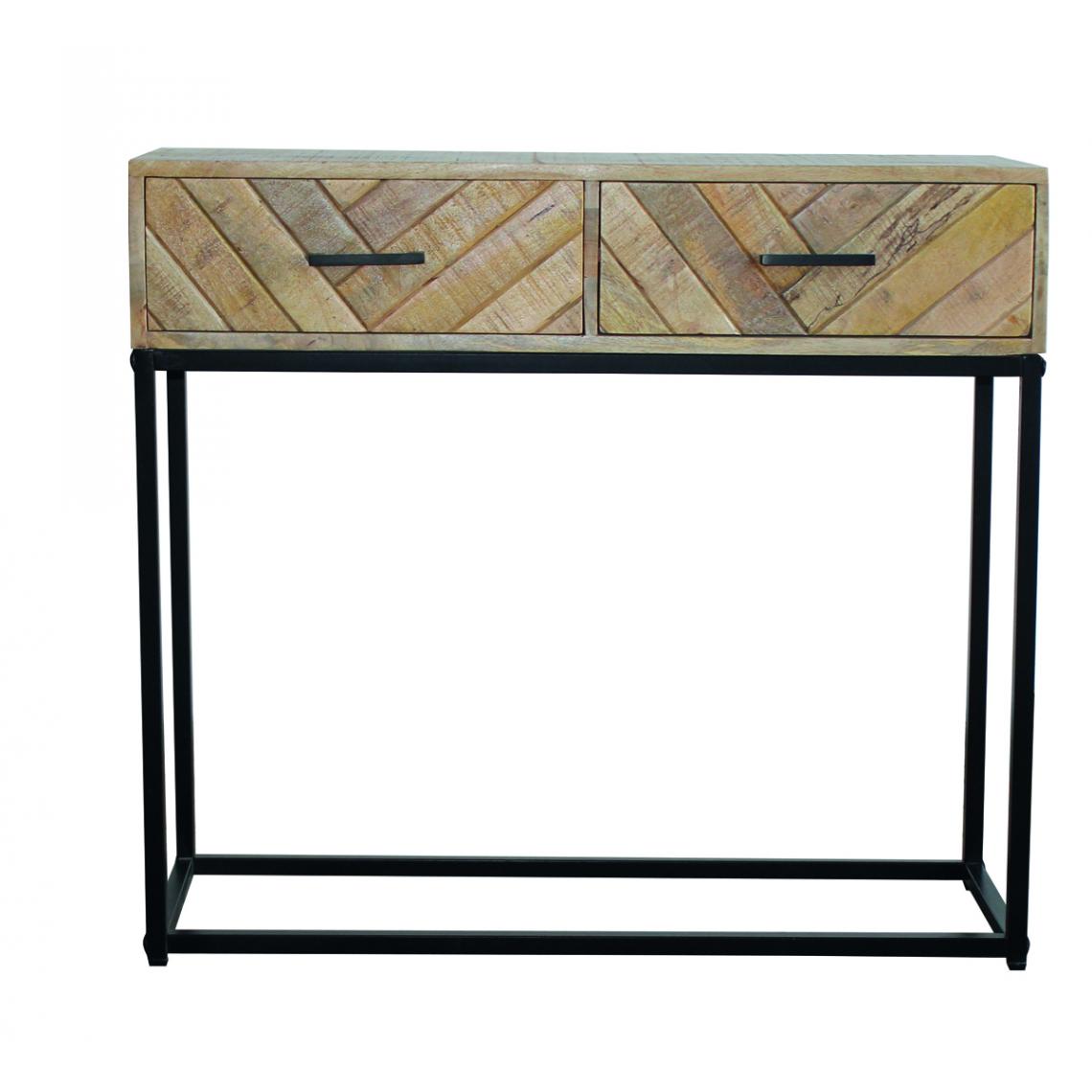 Pegane - Table console en bois de manguier et acier laqué noir - Longueur 90 x profondeur 33 x hauteur 80 cm - Consoles