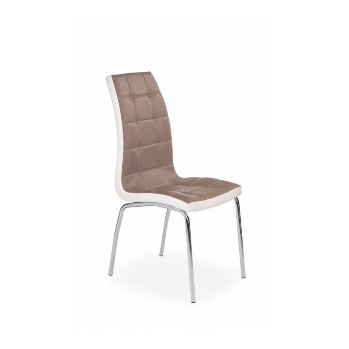 Carellia - Lot de 4 chaises en cuir synthétique 42 cm x 63 cm x 100 cm - Cappuccino/Blanc - Chaises