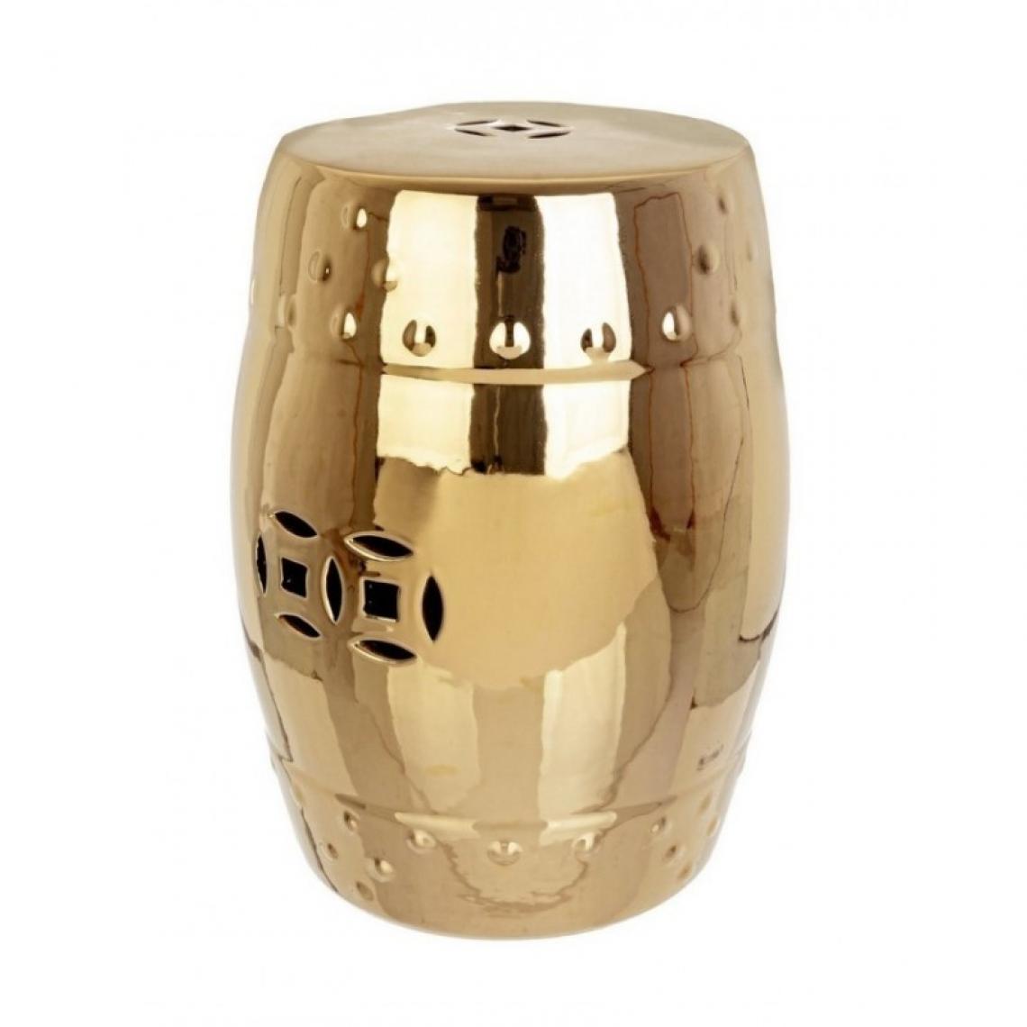 Webmarketpoint - Tabouret Sphinx en céramique dorée diamètre 33x h46 cm - Tabourets