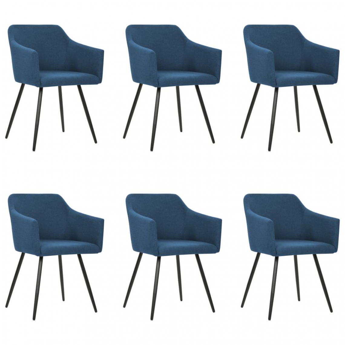 Icaverne - Splendide Fauteuils et chaises selection Libreville Chaises de salle à manger 6 pcs Bleu Tissu - Chaises