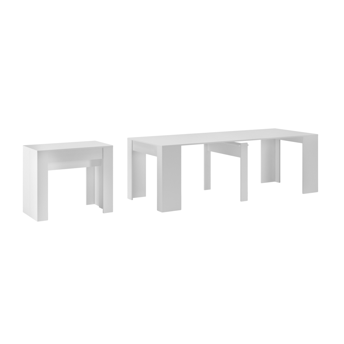 Skraut Home - Table Console extensible jusqu'à 237 cm, blanc mat - Consoles