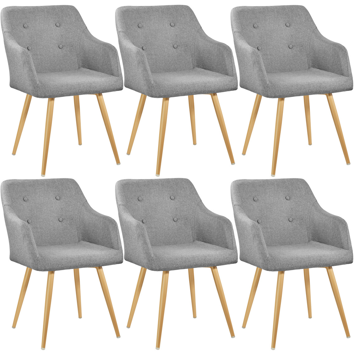 Tectake - Lot de 6 chaises style scandinave TANJA - gris - Chaises